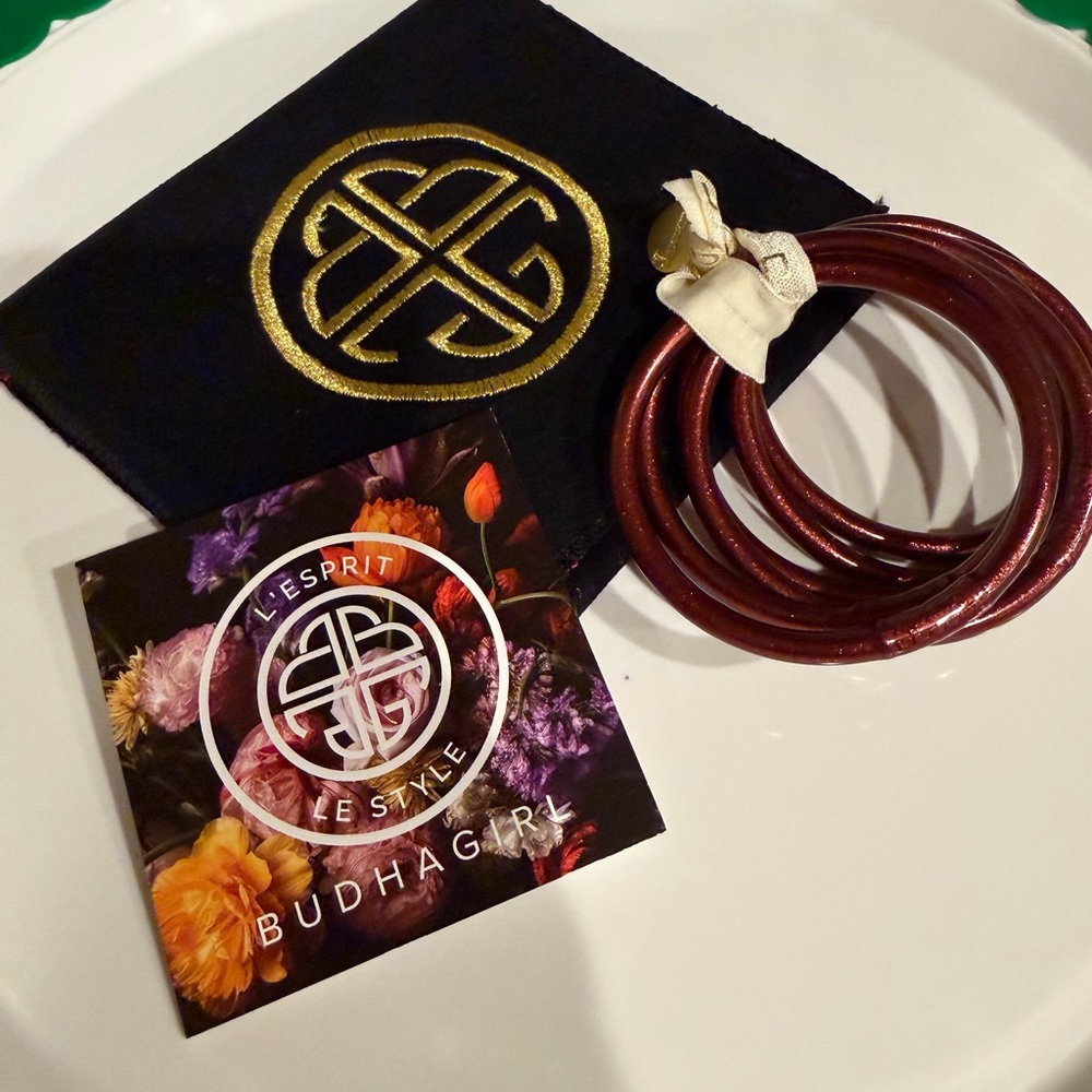 Budhagirl Women's Metallic Merlot Multi-Bangle Bracelet Set of 6 size medium